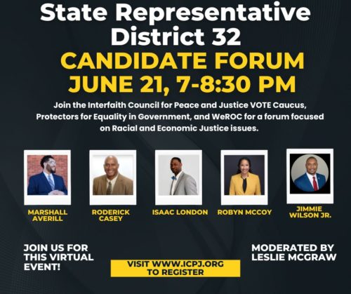 State Representative District 32 Candidate Forum: Tuesday June 21, 7-8:30 pm