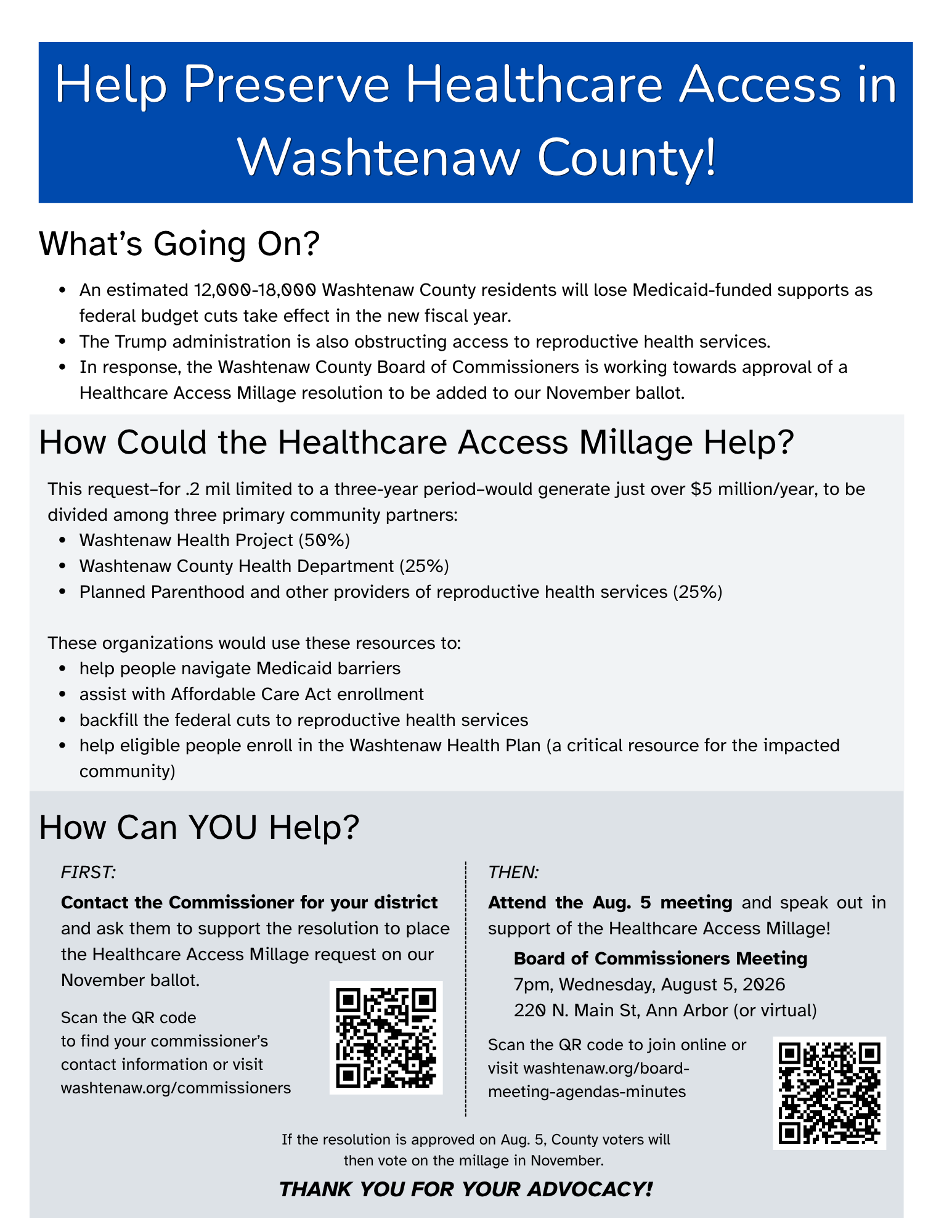 Help Preserve Healthcare Access in Washtenaw County!
